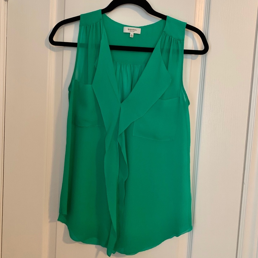 Aritzia Babaton silk sleeveless top XS green
